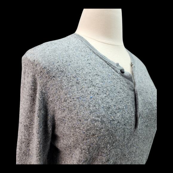 Billy Reid Sweater Mens Large V-Neck Silk Wool Gray Heather Lightweight Italy - Picture 6 of 12